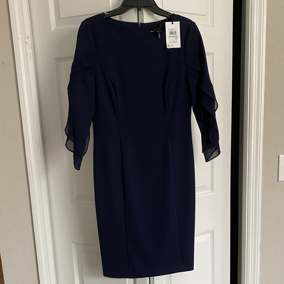 Navy Blue Knee Length Dress